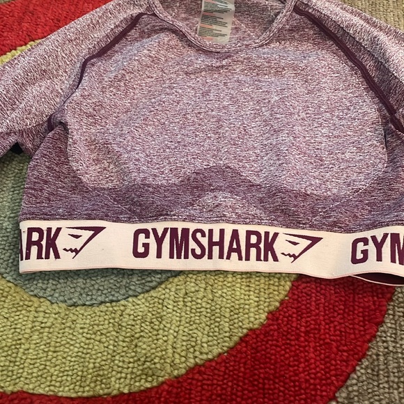 Gymshark Flex Dark Ruby Long Sleeve Dry Athletic Crop Top Medium Purple - Picture 3 of 8